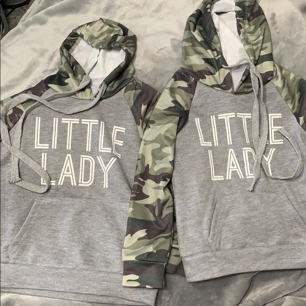 “Little Lady” sweatshirts with camo sleeves